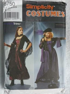 Simplicity 8750 Misses' Goth Renaissance Costume  Patterns Size 16-20   1999 - Image 1 of 2