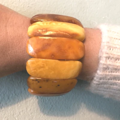 Natur Bernstein Armband real Baltic Butterscotch Egg Yolk Amber Bracelet 49 g - Bild 1 von 4