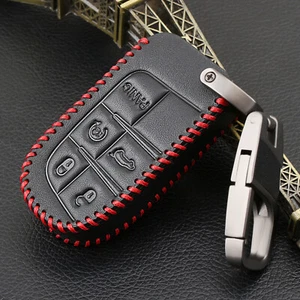 For Jeep Grand Cherokee Renegade Smart Key Fob Chain Case Leather Key Chain Ring - Picture 1 of 5