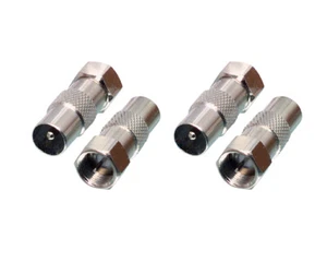 2X F Type Male Plug to PAL Male Plug Digital TV Antenna Aerial Coax Adapter N... - Picture 1 of 5