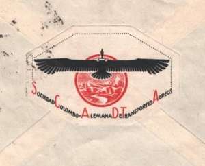 COLOMBIA ADVERT Cover *SCADTA* LABEL Air 1927 Barranquilla USA PA Gibson MA988 - Picture 1 of 12