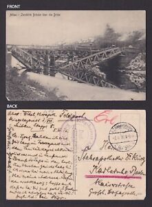 LATVIA 1916, Postcard Mitau Destroyed bridge, Fieldpost cancellation