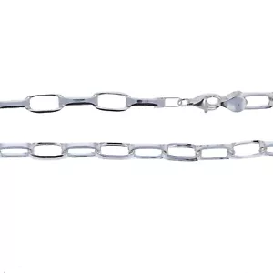 Silver Oval Scalloped Rolo Link Chain, Enlongated Link Chain, Italian Silver - Picture 1 of 6