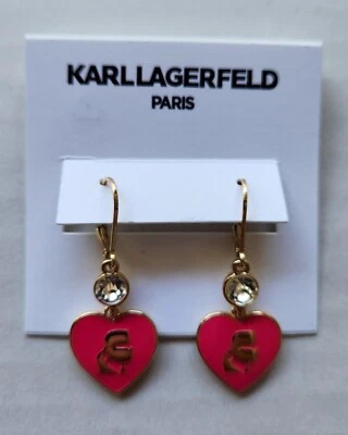 Jewelry - Karl Lagerfeld Signature Heart Statement Earring - Plated Brass Gold - Image 1 of 4