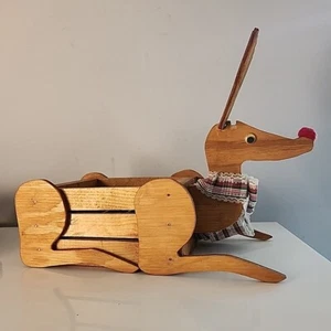 VTG Wooden Sitting Rudolph Reindeer Crate Holiday Planter Christmas Handmade - Picture 1 of 17