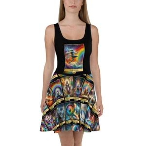 The Fool, Magical Rainbow Tarot Card - Skater Dress, Mystical Supernatural Gift - Picture 1 of 9