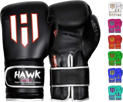 Hawk Boxing Gloves for Men & Women Training Pro Punching Heavy Bag Mitts MMA Mu - Image 1 of 4