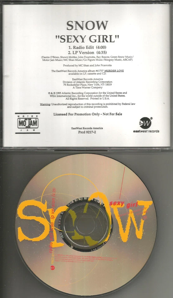 SNOW Sexy Girl w/ RARE RADIO EDIT PROMO Radio DJ CD single 1995 MINT USA  Foto 1 de 1