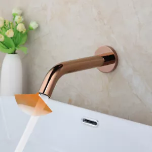 Bathroom Sink Faucet Rose Gold Automatic Sensor Touchless Wall Mount Mixer Tap - Picture 1 of 9