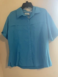 Magellan Mag Wick Fish Gear XXL Short Sleeve Button Up Blue - Picture 1 of 5
