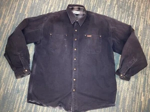 Carhartt Ripstop Shirt Chore Jacket Mens XL Tall Flannel Lined Blue Snap Shacket - Picture 1 of 13