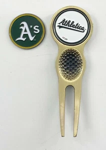 Baseball MLB Golf Divot Repair Tool Bronze 2 Prong Ballmark Oakland Athletics As - Picture 1 of 3