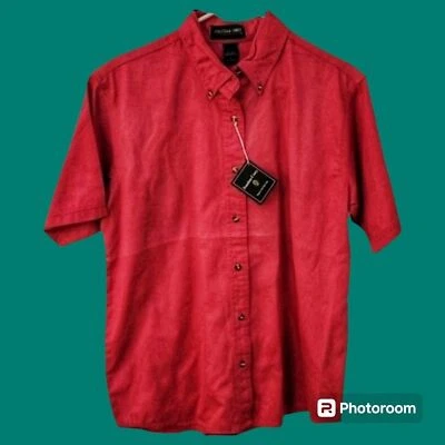 JONATHAN COREY Raspberry Pink Two Tone Button Down Short Sleeve Shirt - Image 1 of 4