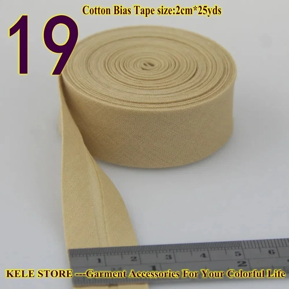 100% Cotton Bias Tape 20mm 3/4" 25yds Fold Tape,DIY Material Accessories - Image 1 of 4