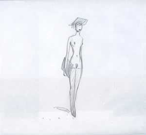 AVRIL STUDIO FRANÇOISE CRAYONNÉ ORIGINAL POUR LE LIVRE 2000 SIGNÉ PAR L'AUTEUR - Picture 1 of 1