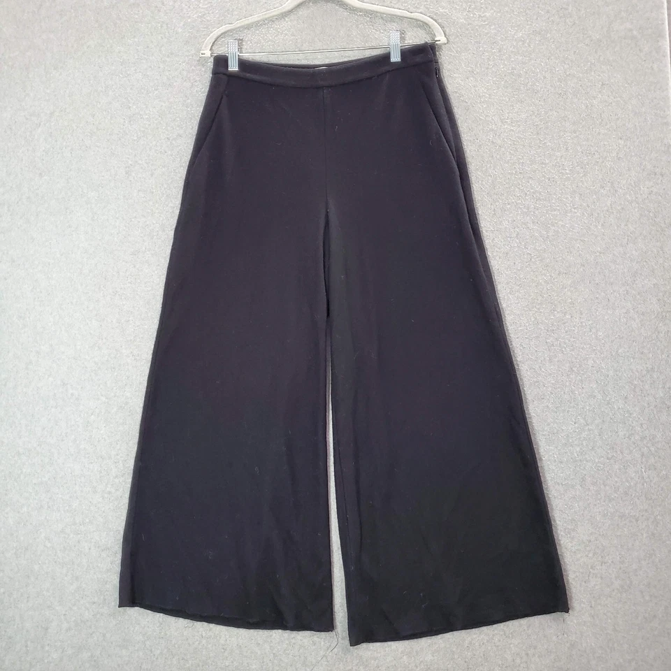 Pantalones de mujer Vince 8 negros mezcla de lana pierna ancha cintura alta tobillo LEER Foto 1 de 4