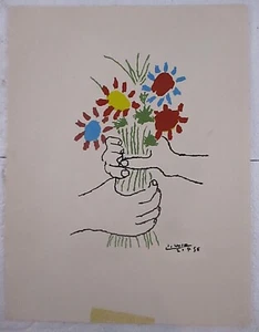 PICASSO COLORIDO "RAMO FLORAL PAZ", 1956, MUY BUEN ESTADO - Imagen 1 de 4