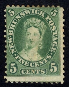 New Brunswick SG 14 Cat £29 5 cents Yellow Green Queen Victoria Chalon Head MNG - Picture 1 of 1