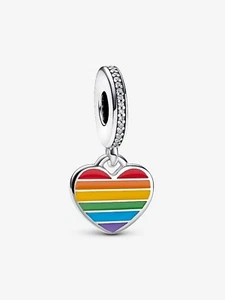 *BRAND NEW* Pandora 925 Silver Pride Rainbow Heart Dangle Charm 792017CZ_E029 - Picture 1 of 3