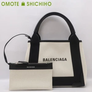 Balenciaga Navy Cabas Xs 2Way Handbag Cotton Canvas Natural Ivory Black - Picture 1 of 7