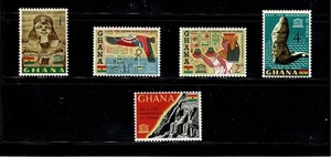 UNESCO WORLD CAMPAIGN TO SAVE HISTORIC MONUMENTS IN NUBIAN. SET OF 5 STAMPS MNH. - Picture 1 of 7