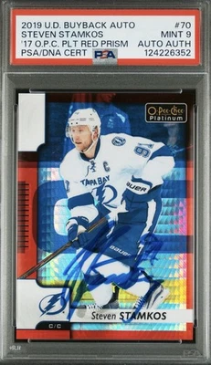 Compra Steven Stamkos 2019/3 PSA 9 prisma rojo automático #/199 Opc Platinum 2017 Foto 1 de 4