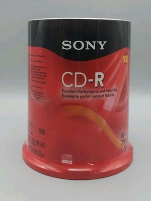 Sony CD-R 700MB 80min 1-48x Blank Storage Media Discs CDs - 100 Pack - Sealed - Image 1 of 4