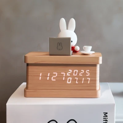 Miffy LED Calendar Table Clock Full Year Display Time Date Perpetual Alarm USB - Image 1 of 3