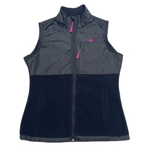 Snozu The Platinum Collection Black Fleece Vest Women’s Size Small Pink Logo Zip - Picture 1 of 11