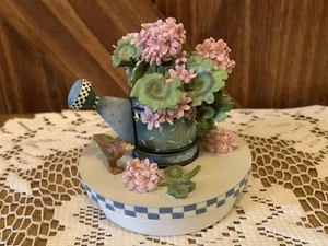 Vtg Yankee Our America Jar Candle Topper Watering Can w/Lilac Flowers Bird - Picture 1 of 3