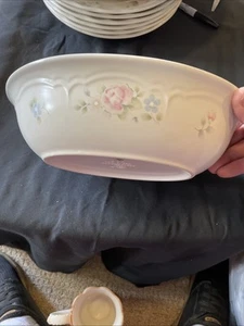 Pfaltzgraff Teerose 10" Oval Gemüse Servierschale USA Steinzeug - Bild 1 von 4