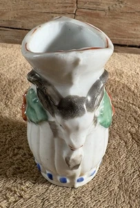 Georgian 19C Staffordshire Ram w/ Christmas Poinsettias 3 1/4" Miniature Pitcher - Picture 1 of 8