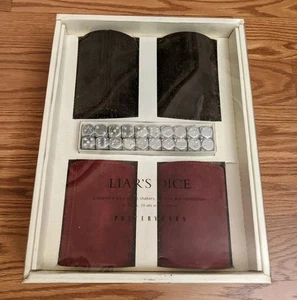 EUC Pottery Barn Liar's Dice Game Suede Maroon Brown Shakers See Description - Picture 1 of 6