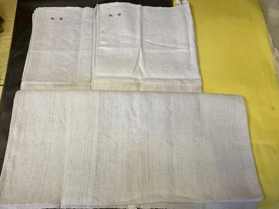 Rare Lot De 3 Grands Torchons D’office Écrus (114 Cm X 64 Cm) Métis ? Chanvre? - Photo 1/4
