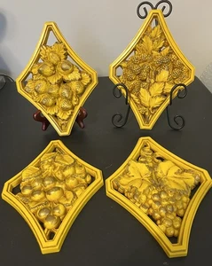 Vintage Universal Statuary Corp 1958 viktorianische Blumen Wandrelief 4er Set Retro - Bild 1 von 10