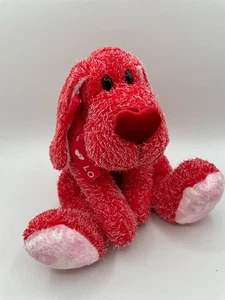 Walmart Red Plush Puppy Dog Valentines Day Bow Pink Feet Heart Nose White 12" - Picture 1 of 12