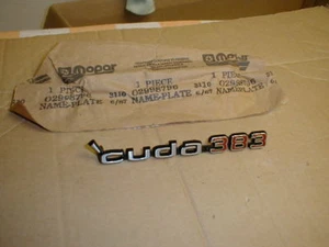 NOS MOPAR 1970-1 PLYMOUTH  "CUDA 383" HOOD NAMEPLATES - Picture 1 of 1