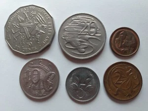 Lot of 6 Coins of Australia Decimal Set 1 to 50 Cents 1973-1983 Elizabeth VF+ - Picture 1 of 14