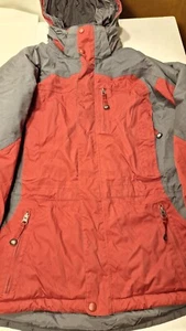 LL Bean Coat Mens Medium Red Gray Full Zip Ski  Parka Winter - Picture 1 of 12