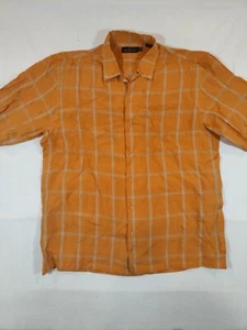 Camisa Bugatchi Uomo Para Hombre 2XL Botón Cuello Lazo Manga Corta Cuadros Naranja - Imagen 1 de 8