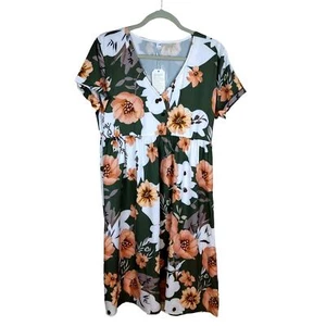 Green Floral Dress Size Large - Picture 1 of 7