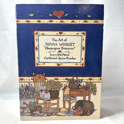 Susan Winget Art Corkboard Jigsaw Puzzles Two 500pc Vintage 1996 HTF Rare READ - Image 1 of 4