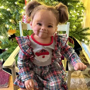 Muñeca bebé renacida pintada de 28 pulgadas con cabello enraizado a mano lindo acabado niña regalo - Imagen 1 de 5