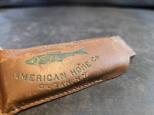 Vtg. #125 American Hone Co. Olean, N.Y. Razor Hone Stone and Leather Case - Picture 1 of 8