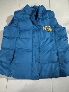 Faded Glory Puffy Vest Girls 12/14 Blue Pockets School bus Patch - Picture 1 of 9