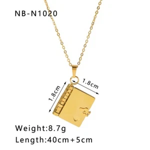 Dahlia Book Locket Necklace – 18K Gold Plated 092941 - Picture 1 of 1