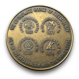 Vintage 1976 FREEMASONRY 200th Year Maryland Coin Brass - Picture 1 of 2