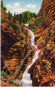 Postal Vintage Colorado View Seven Falls South Cheyne Canon Pikes Peak región - Imagen 1 de 2