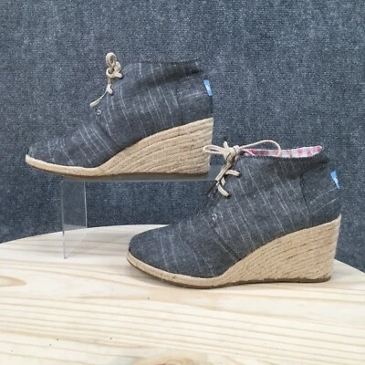 Botas Toms para mujer 9 gris desierto con cordones cómodas informales punta redonda tacones de cuña Foto 1 de 4