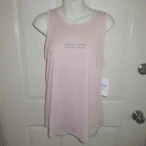 Old Navy Tank Shirt Top S Small Dusty Pink Go Dry Strong Coffee Strong Mind NWT - Picture 1 of 3
